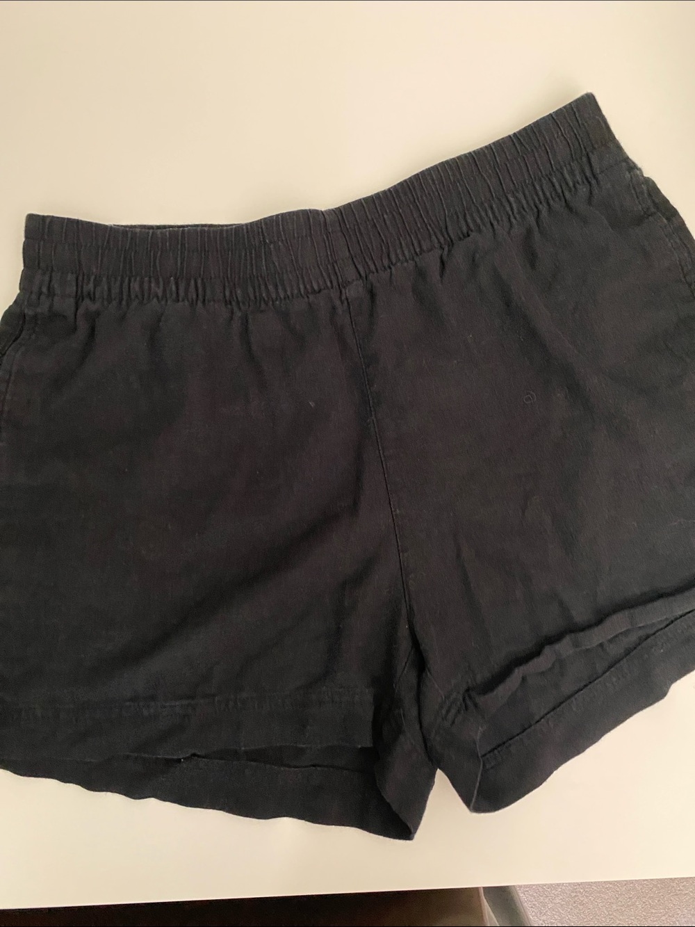 Old Navy Women's Black Linen-Blend Shorts with Elastic Waist